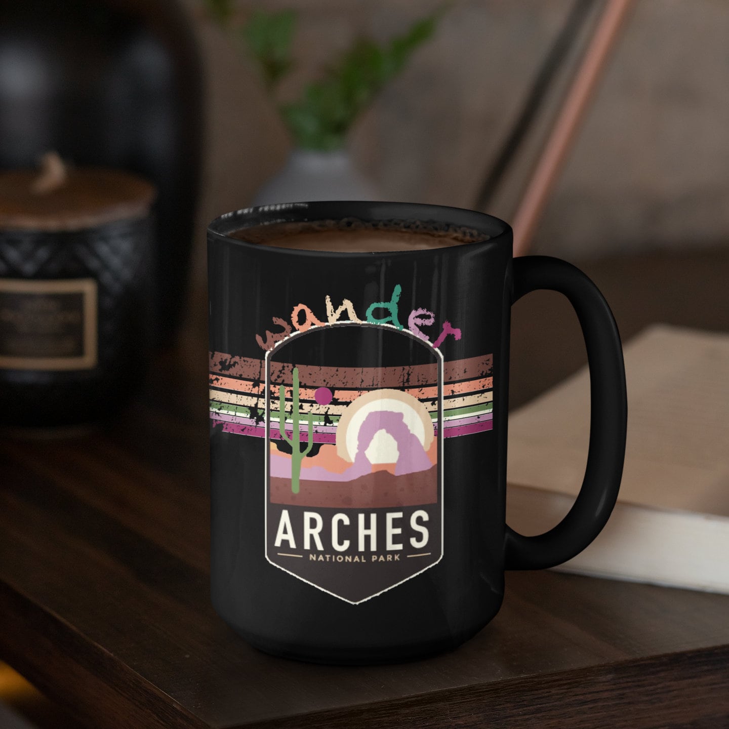 Arches National Park Mug - Utah Black Coffee Mug 15oz - Coral and Vine Co