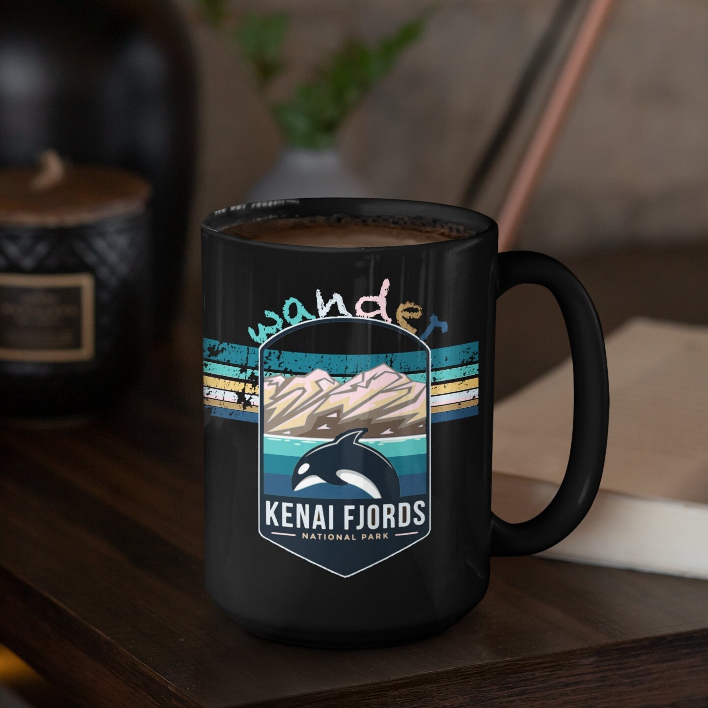 Kenai Fjords National Park Mug - Alaska Black Coffee Mug 15oz - Coral and Vine Co