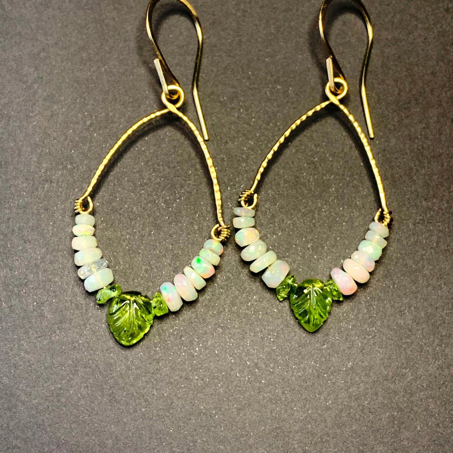 Leaves of Green Opal Earrings in 14k Gold - Coral and Vine Co