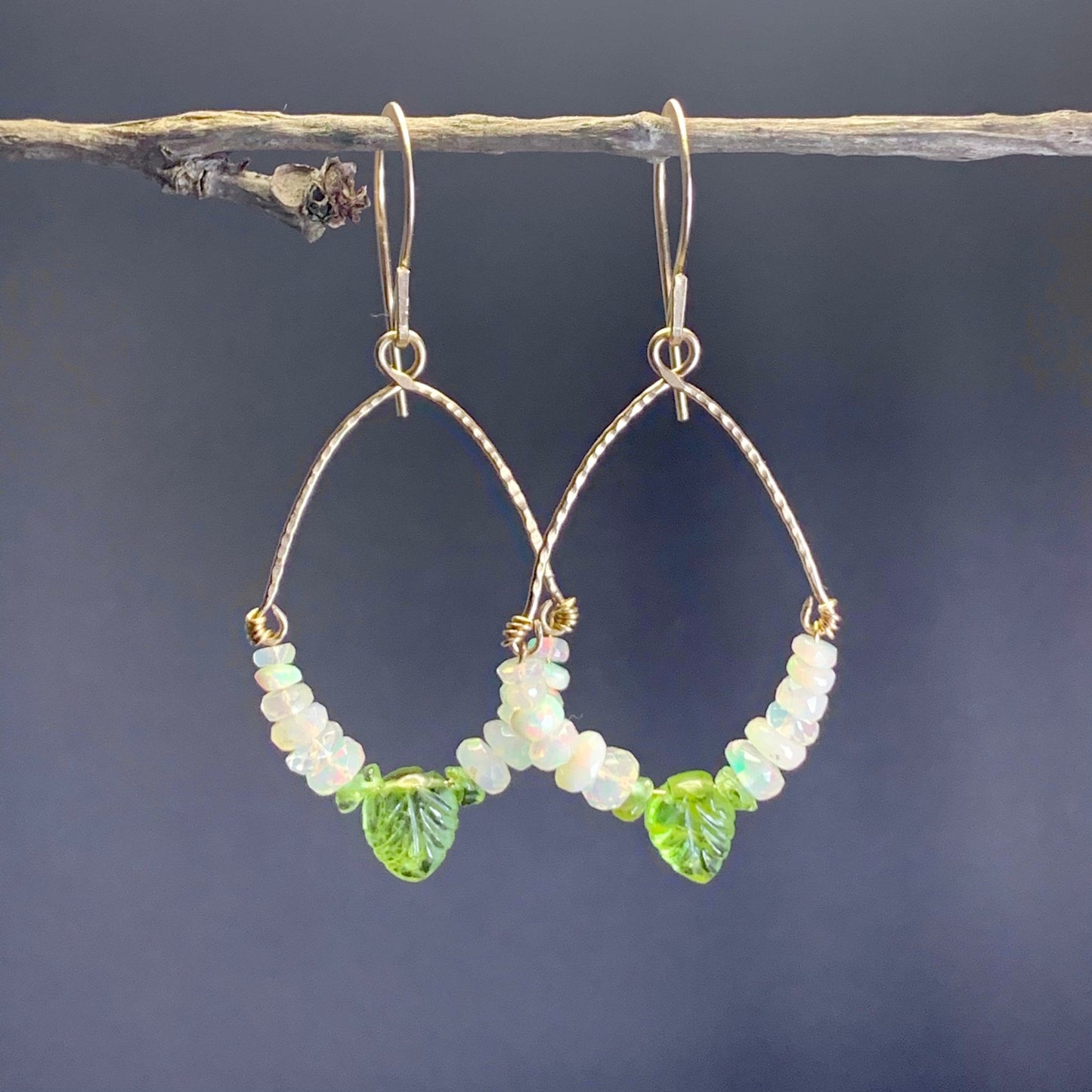 Leaves of Green Opal Earrings in 14k Gold - Coral and Vine Co