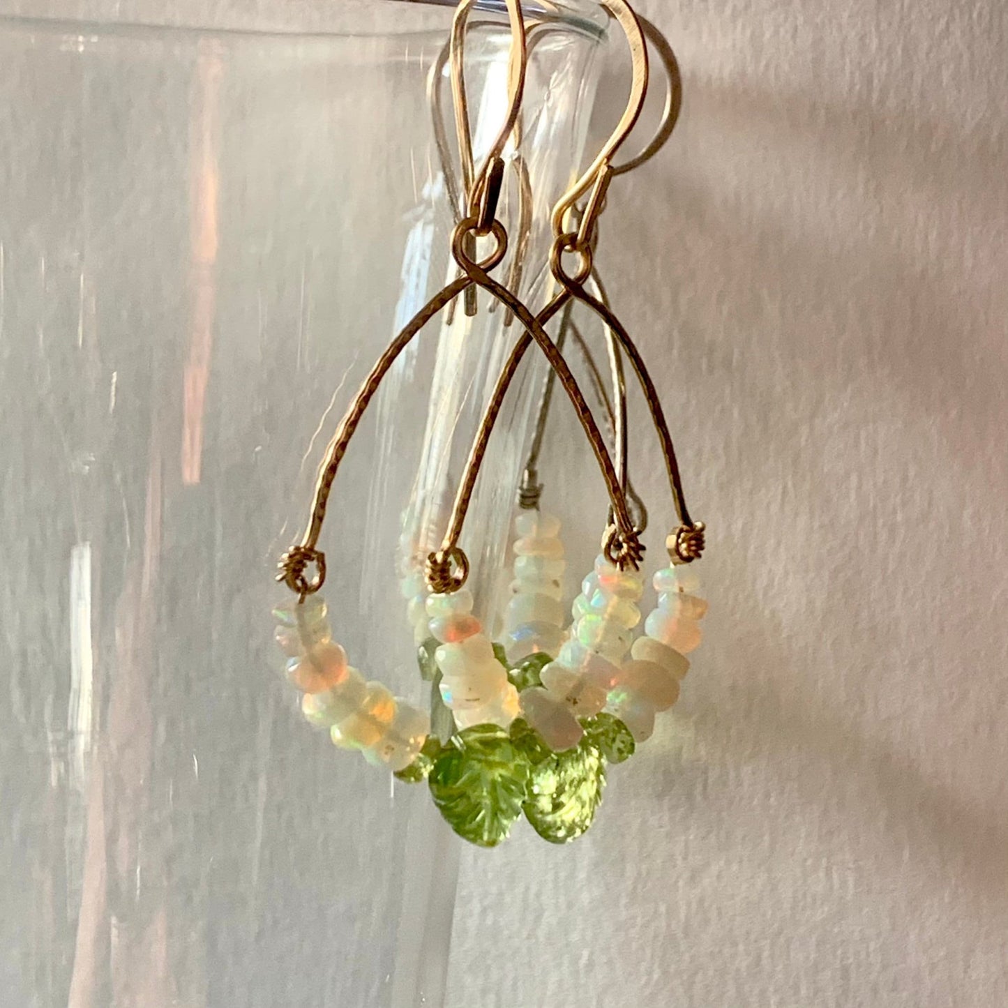 Leaves of Green Opal Earrings in 14k Gold - Coral and Vine Co
