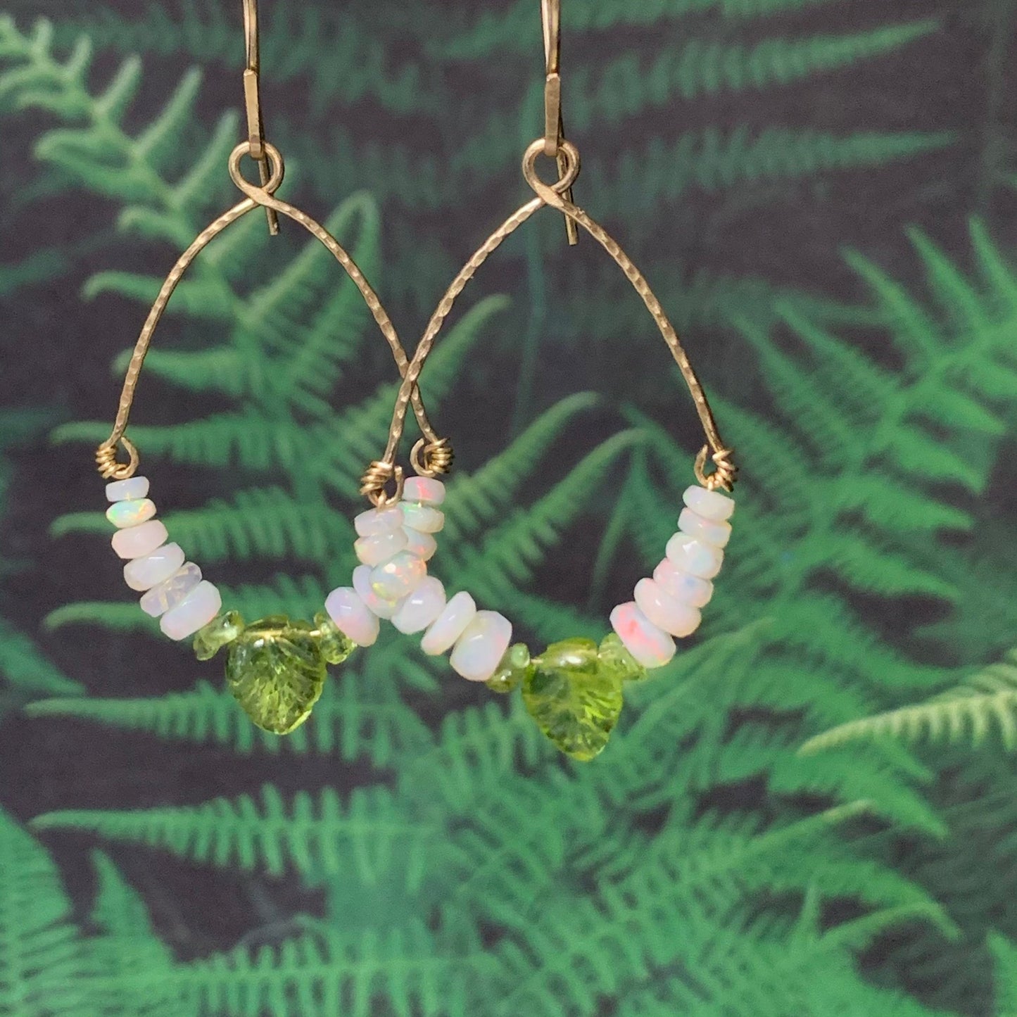 Leaves of Green Opal Earrings in 14k Gold - Coral and Vine Co