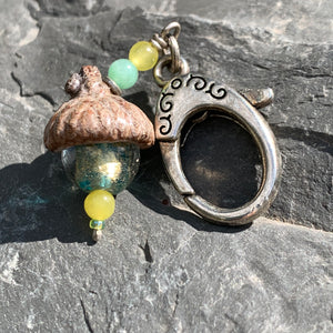 Mini Teal Keyring Acorn Charm