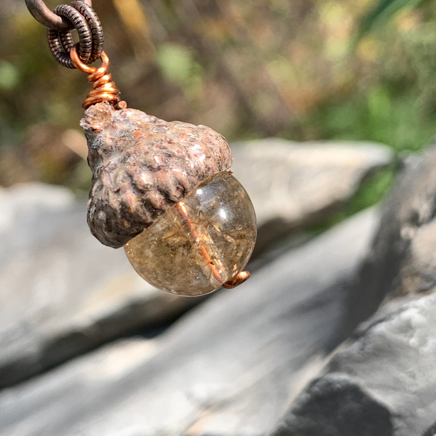 Golden Keyring Acorn Charm