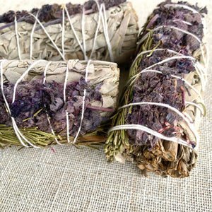 Lavender Rosemary & Sage Smudge Sticks. Lavender and White Sage 4” bundle. Cleansing Incense. CVAG