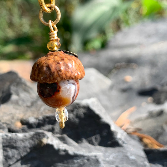 Tiny Bronze Keyring Acorn Charm