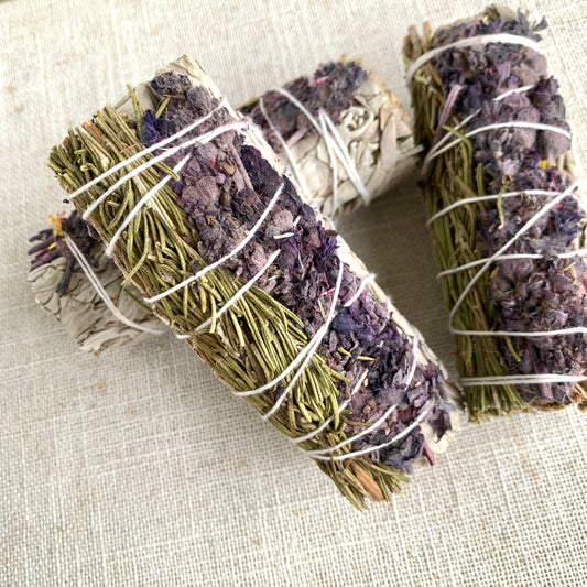 Lavender Rosemary & Sage Smudge Sticks. Lavender and White Sage 4” bundle. Cleansing Incense. CVAG