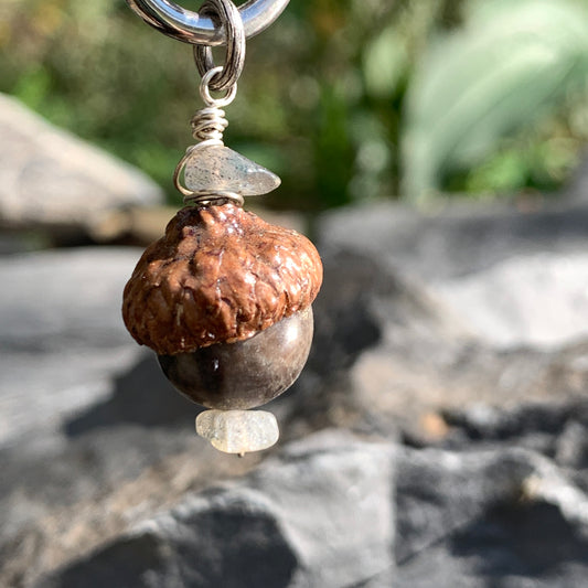 Chocolate Labradorite Keyring Acorn Charm