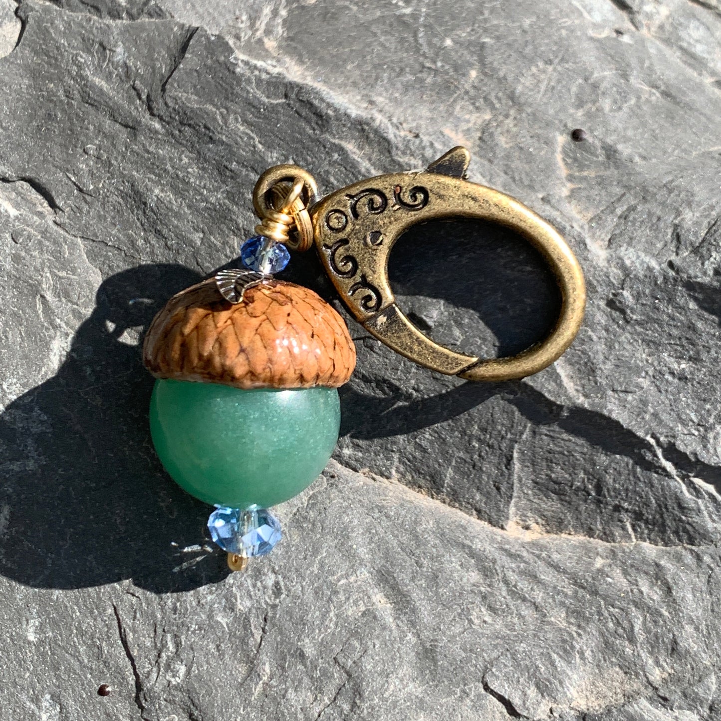 Green Keyring Acorn Charm