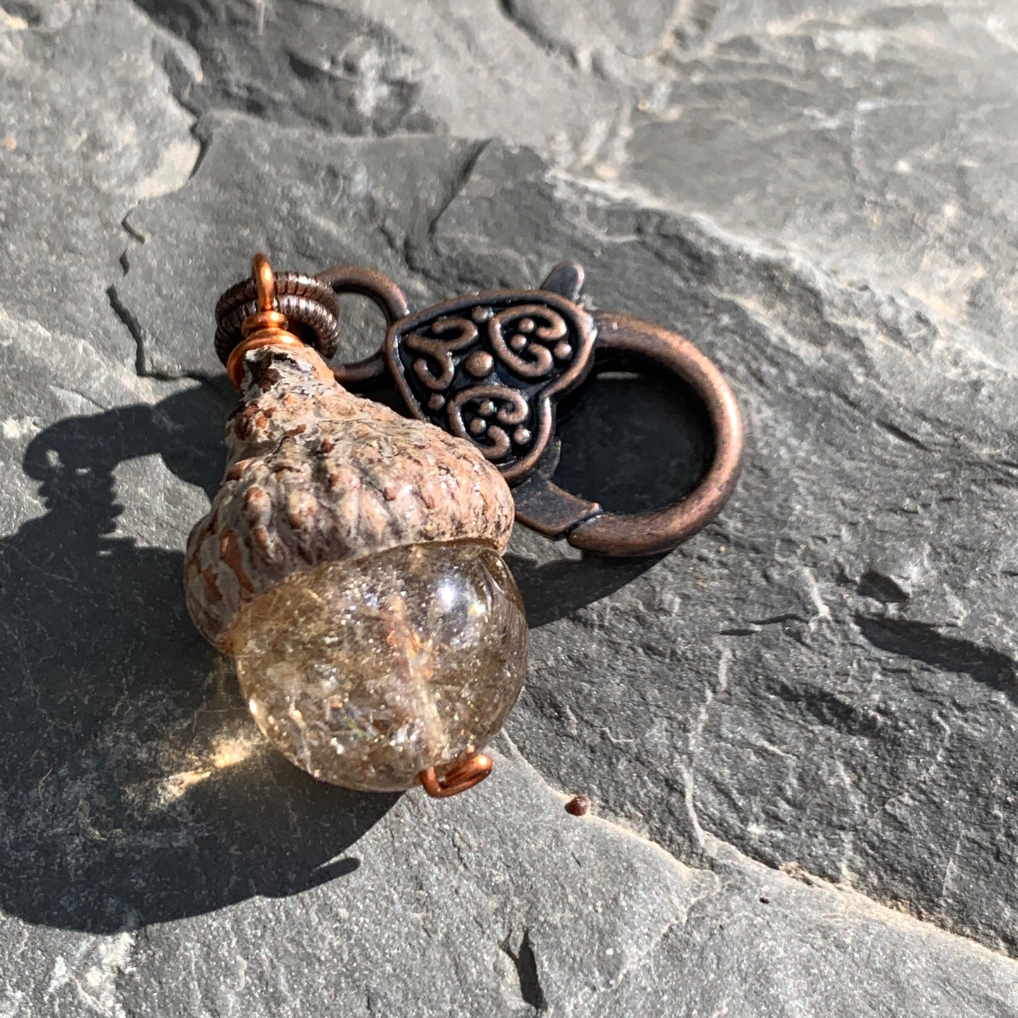 Golden Keyring Acorn Charm