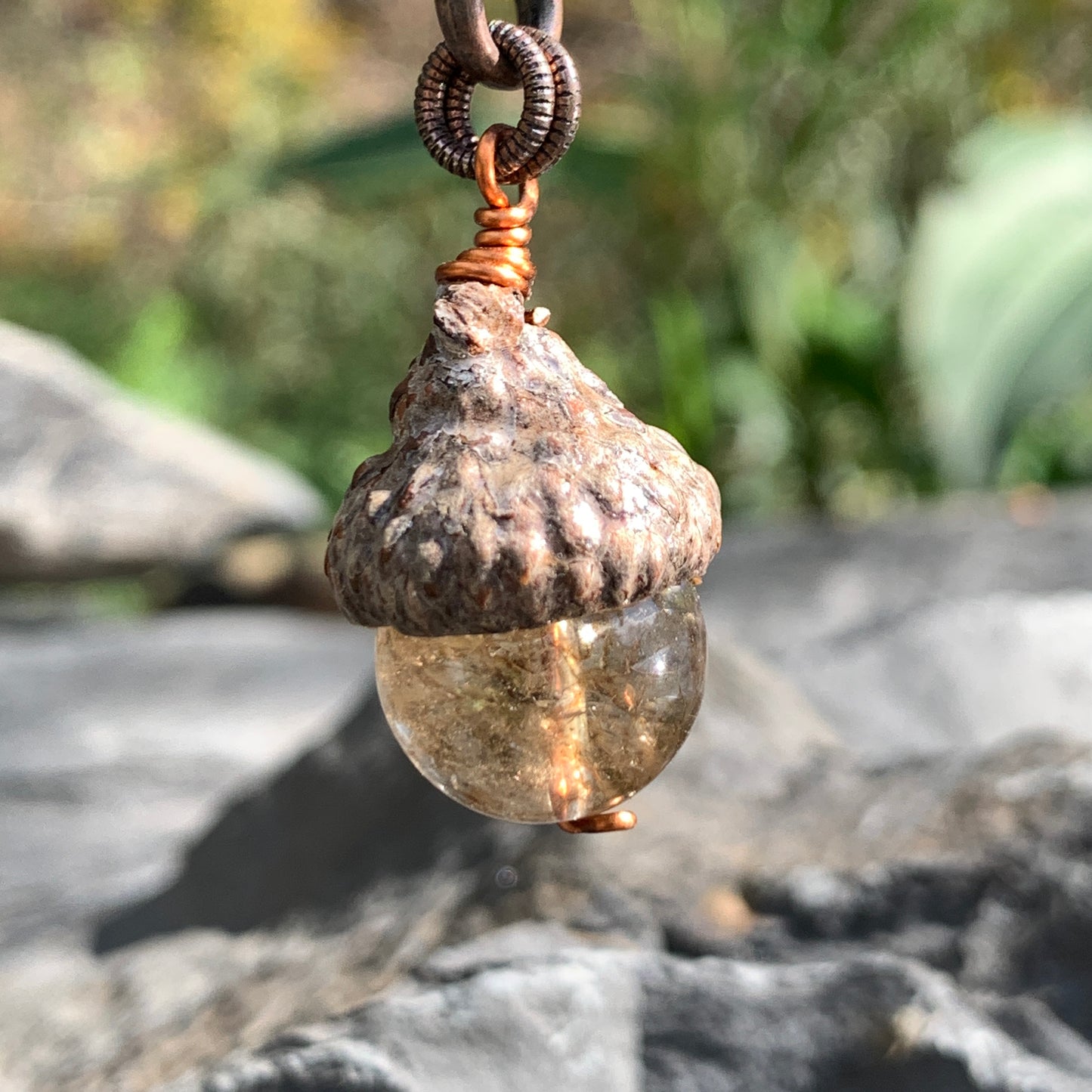 Golden Keyring Acorn Charm