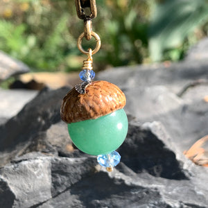 Green Keyring Acorn Charm