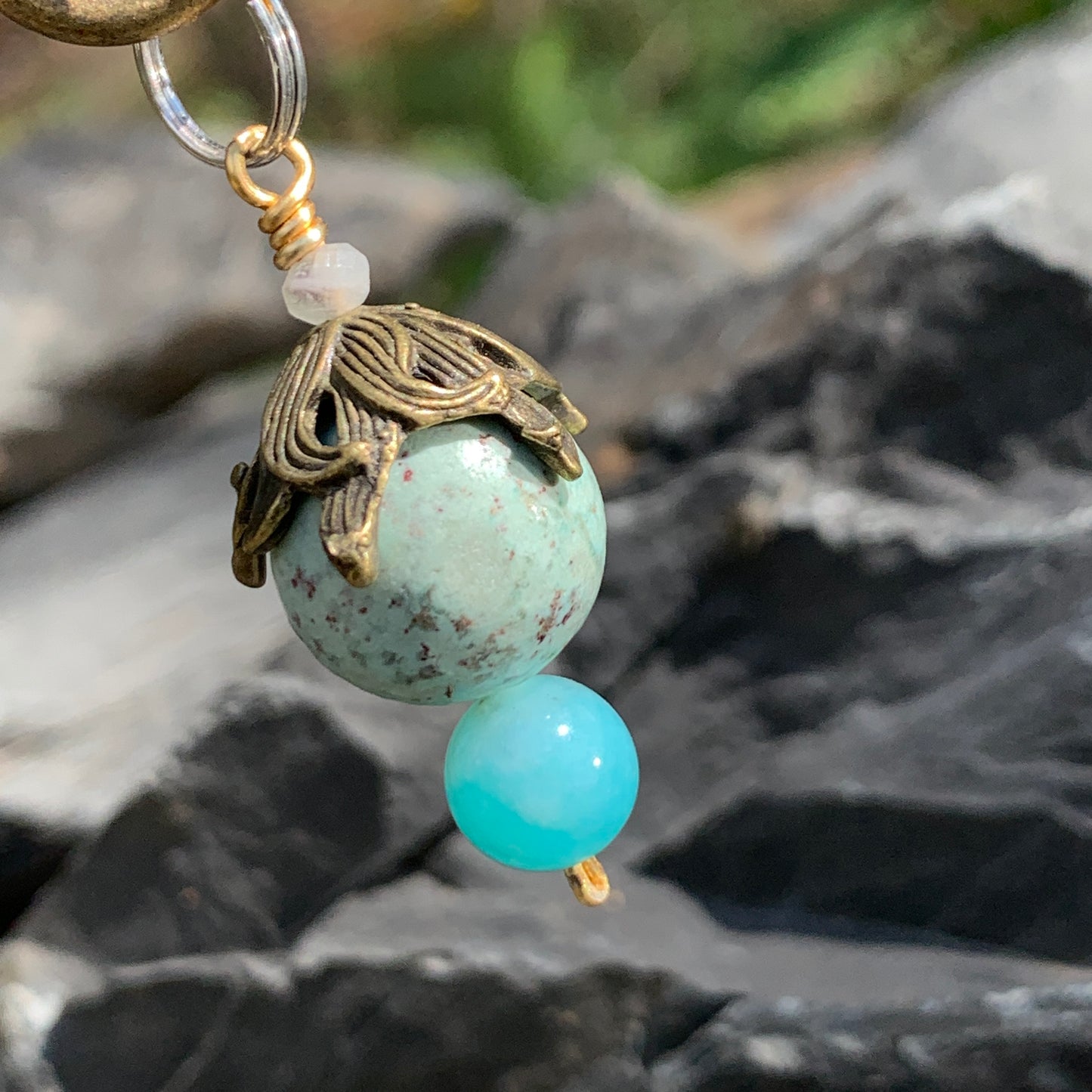 Mint Keyring w/ Gold Seaweed Charm