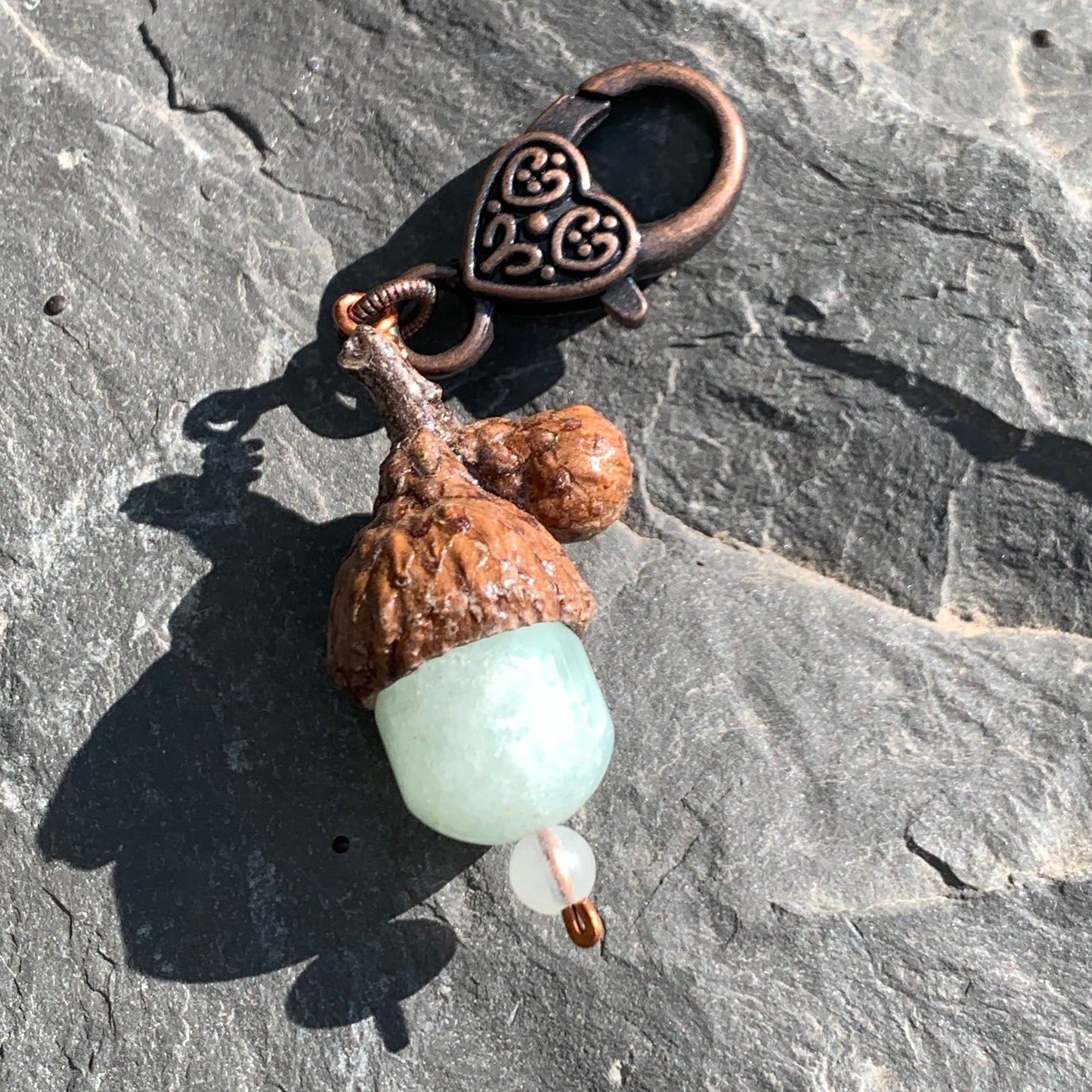 Green Keyring Acorn Charm