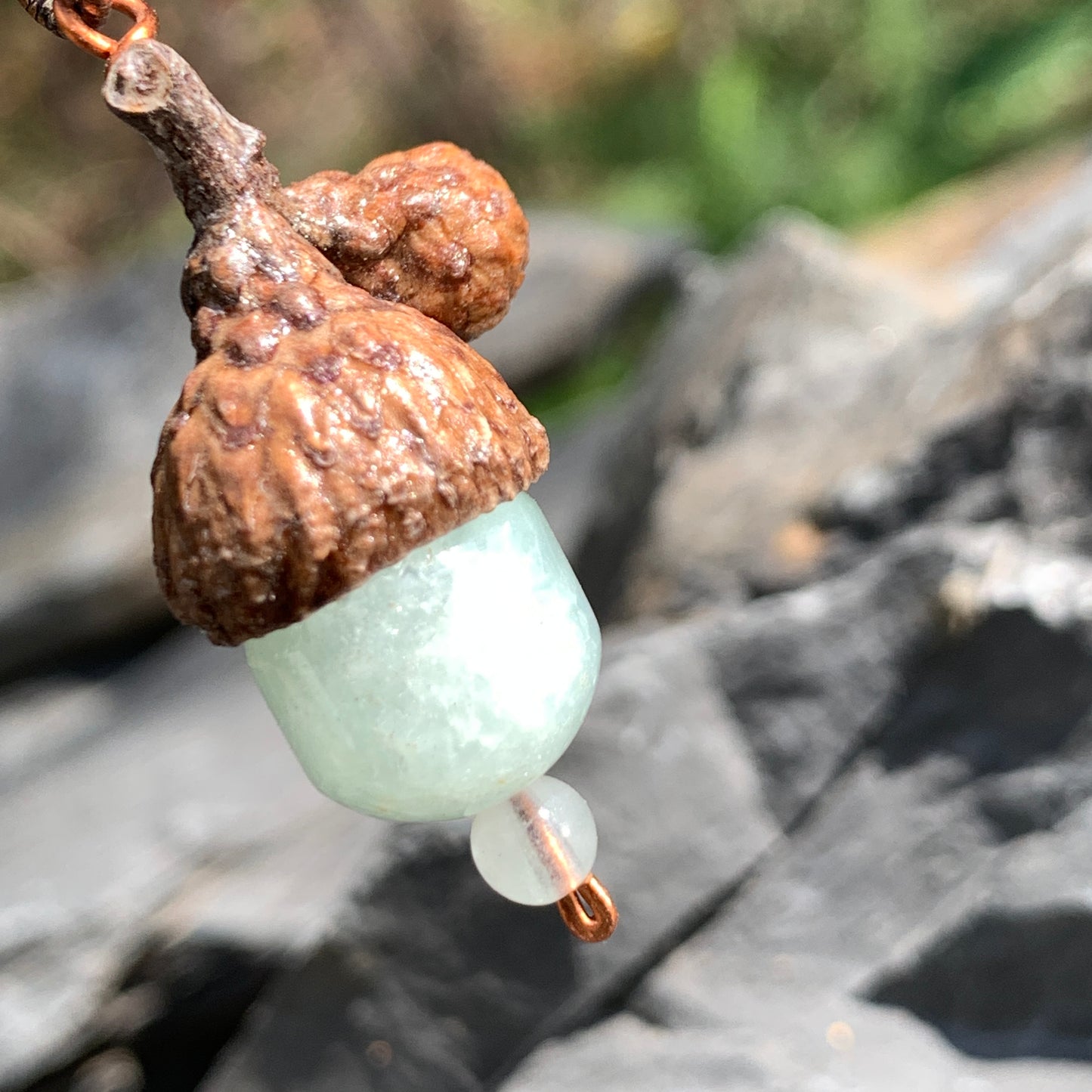 Green Keyring Acorn Charm