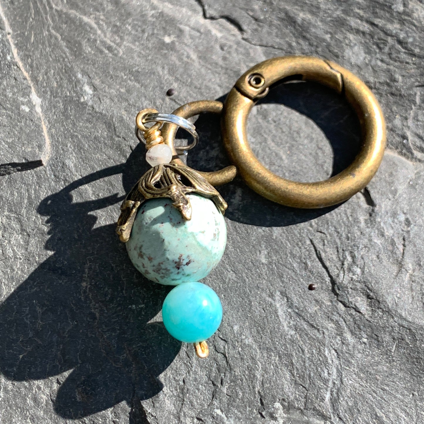 Mint Keyring w/ Gold Seaweed Charm