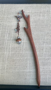 Hummingbird Hairstick w/ Acorn Gem