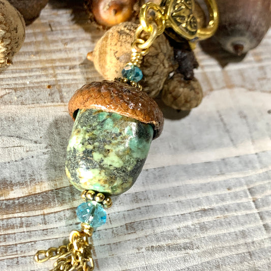 African Turquoise Keyring Acorn Charm