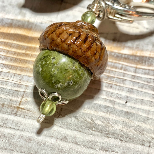 Moss Green Keyring Acorn Charm