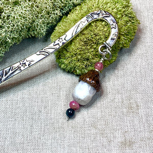 Bookmark: Metal stick with Acorn Gemstone, Small
