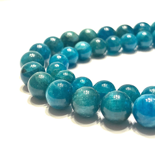 Natural Teal Blue Apatite Gemstone. 4mm 6mm 8mm 10mm AAA Quality Gemstone Round Smooth Beads. for crafts and jewelry making.