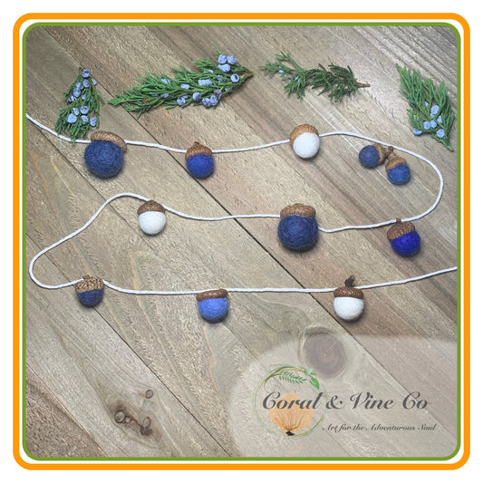 Hanukkah Felt Acorn Ball Garland