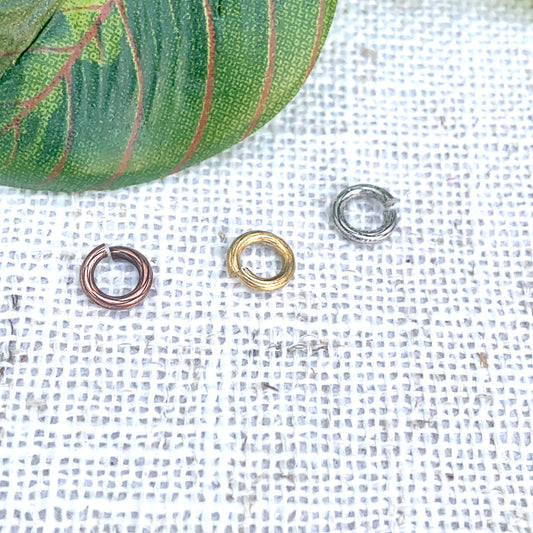 Bark Textured Jump Rings. Antiqued Silver/Copper/Gold Metal Jump Rings for diy crafts. 7mm. CVAG