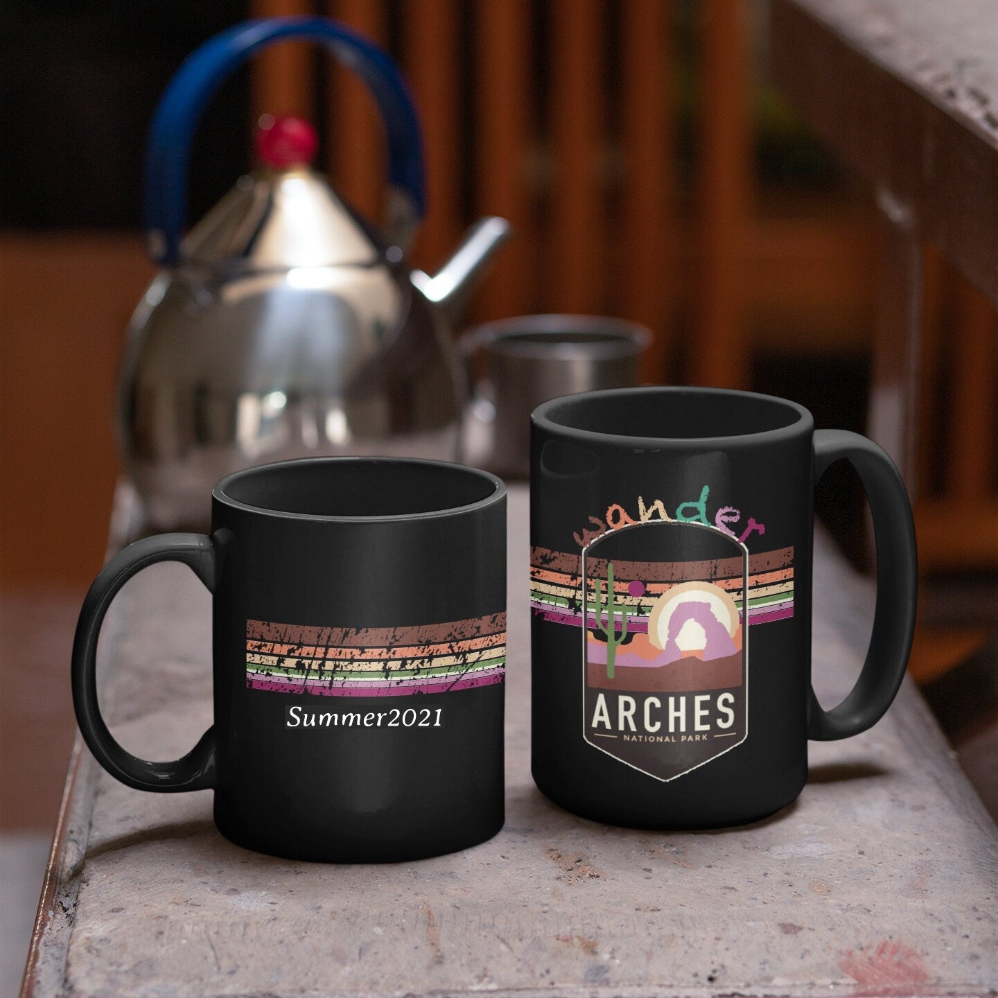 Arches National Park Mug - Utah Black Coffee Mug 15oz - Coral and Vine Co