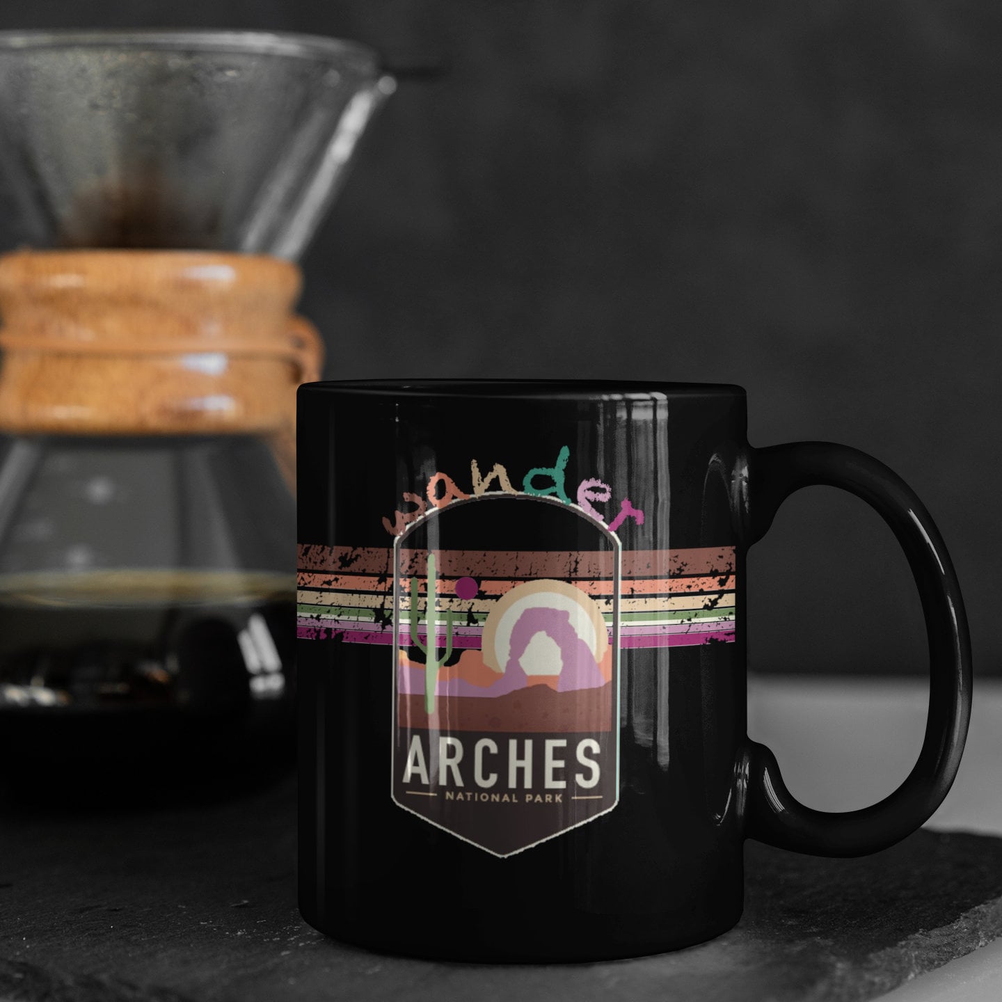 Arches National Park Mug - Utah Black Coffee Mug 15oz - Coral and Vine Co