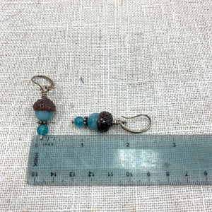 Blue Amazonite Acorn Earrings in Silver - Coral and Vine Co