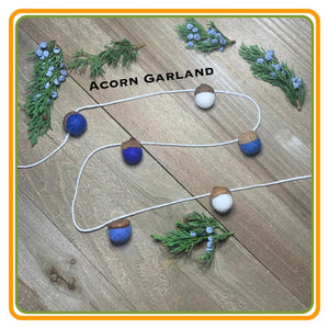 Blue Felt Acorn Garland. - Coral and Vine Co