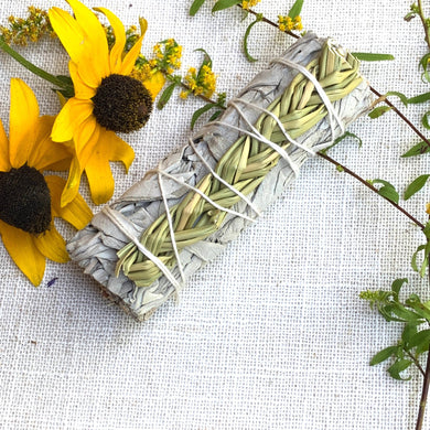 Braided Sweetgrass and Sage Smudge Stick - Coral and Vine Co