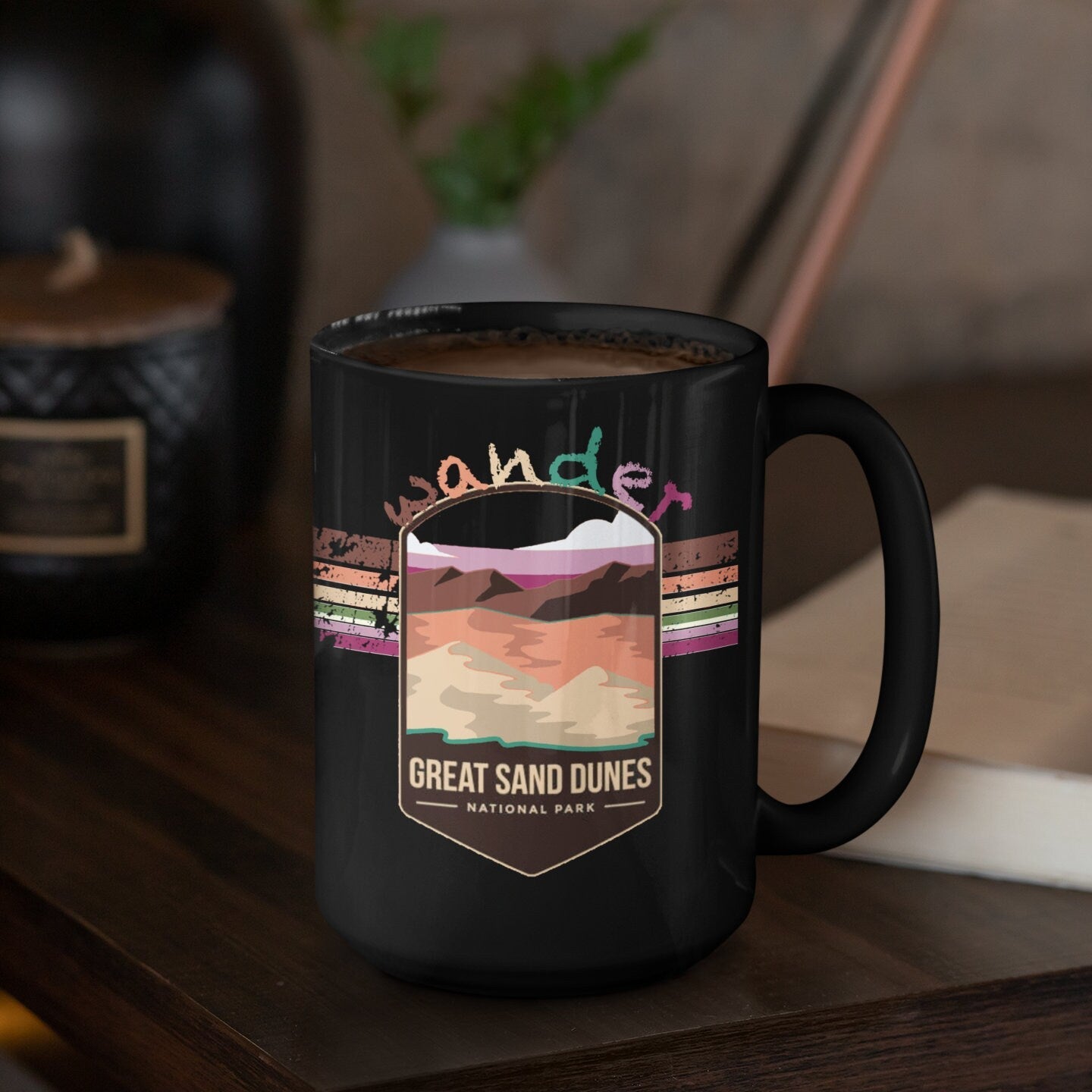 Great Sand Dunes National Park Mug - Colorado Black Coffee Mug 15oz - Coral and Vine Co