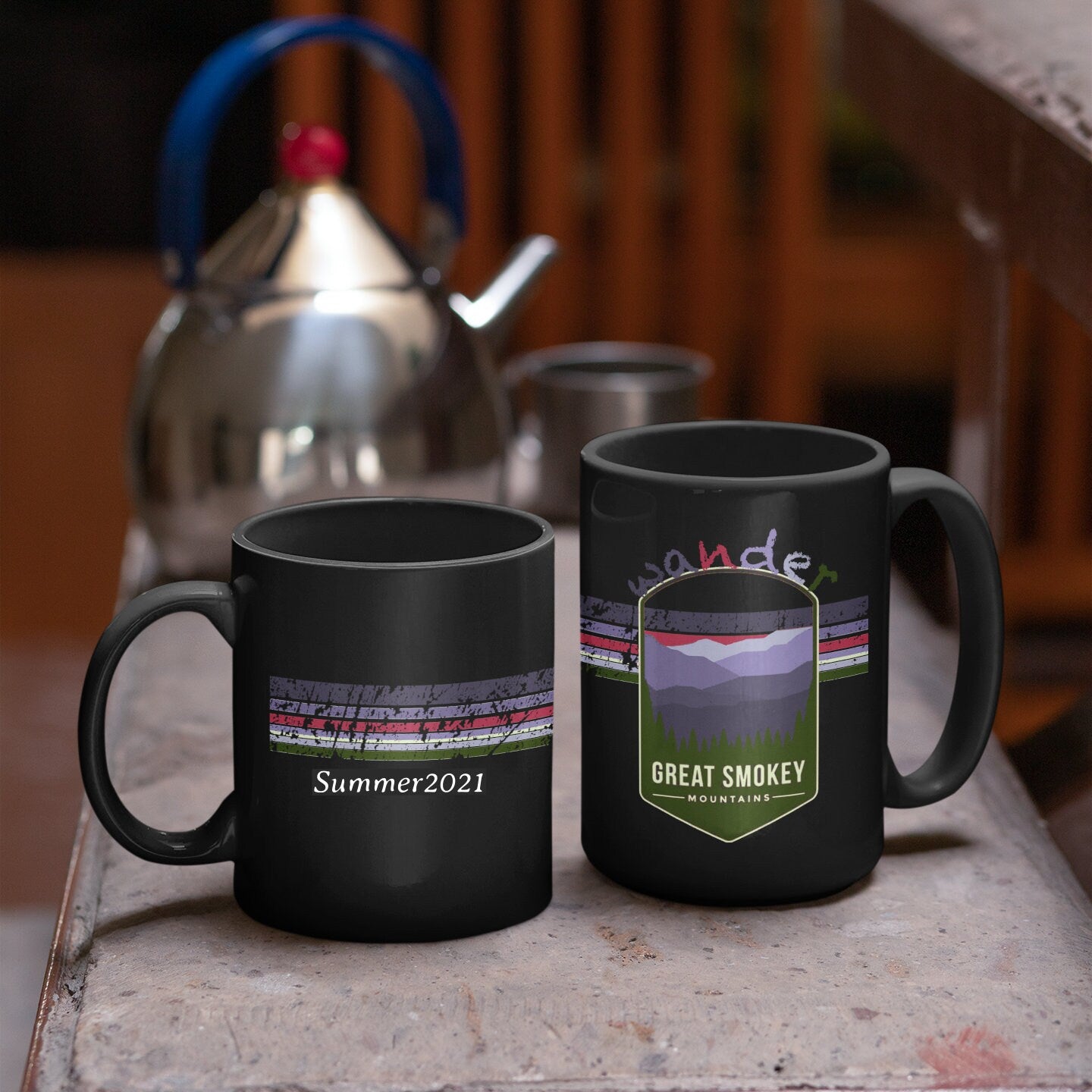 Great Smoky Mountains Dunes National Park Mug - North Carolina/Tennessee Black Coffee Mug 15oz - Coral and Vine Co