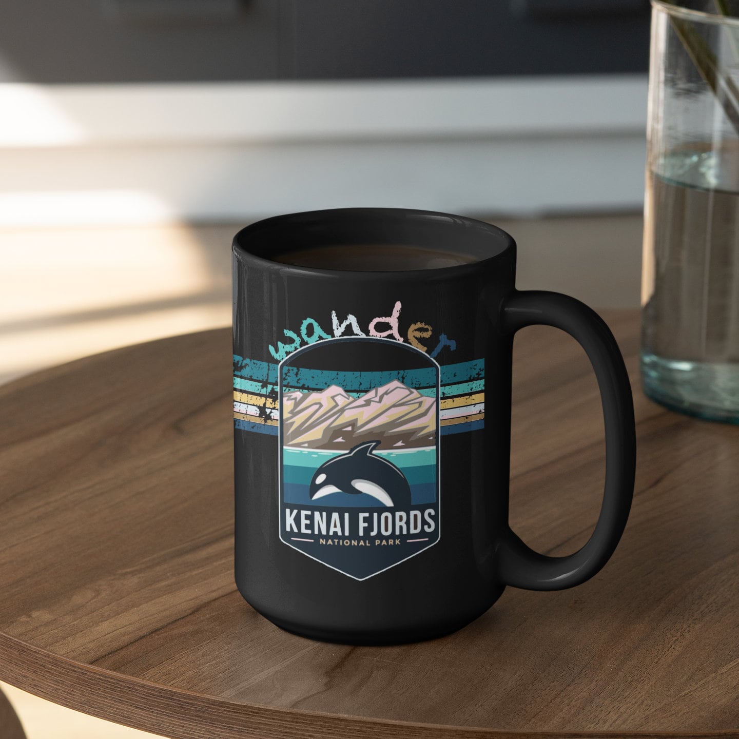 Kenai Fjords National Park Mug - Alaska Black Coffee Mug 15oz - Coral and Vine Co