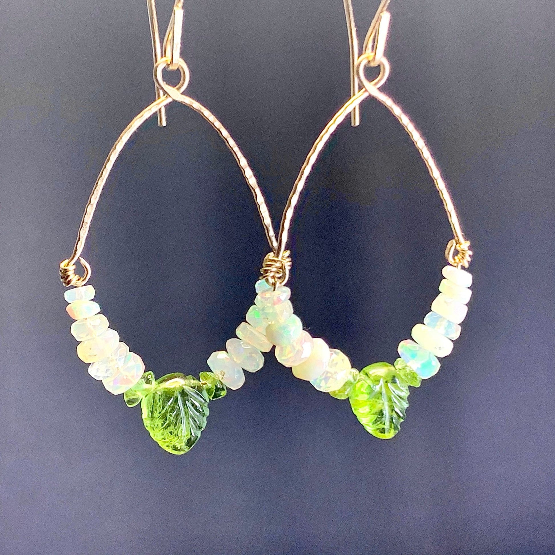 Leaves of Green Opal Earrings in 14k Gold - Coral and Vine Co
