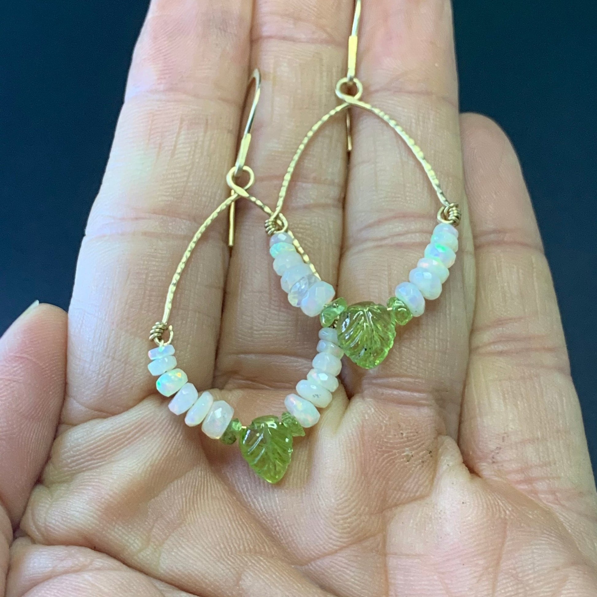 Leaves of Green Opal Earrings in 14k Gold - Coral and Vine Co