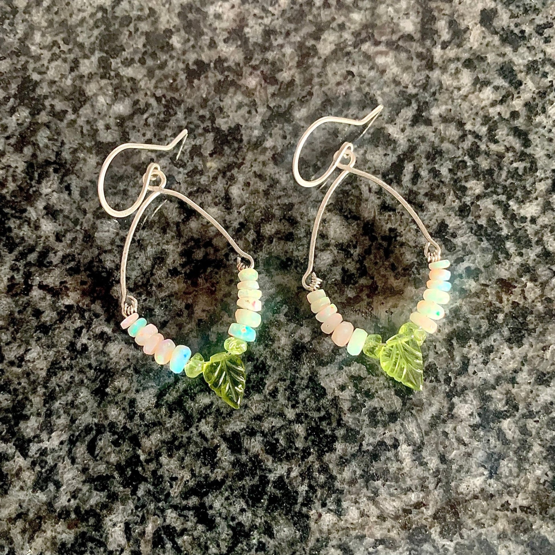 Leaves of Green Opal Earrings in Silver - Coral and Vine Co