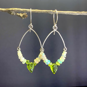 Leaves of Green Opal Earrings in Silver - Coral and Vine Co