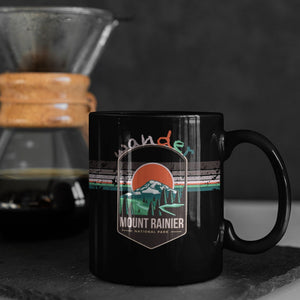 Mount Rainier National Park Mug - Washington Black Coffee Mug 15oz - Coral and Vine Co