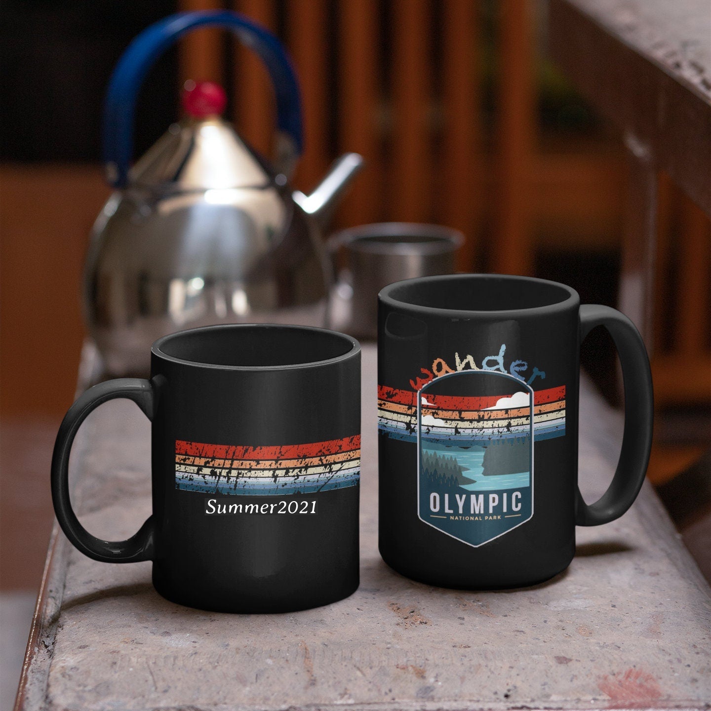 Olympic National Park Mug - Washington Black Coffee Mug 15oz - Coral and Vine Co