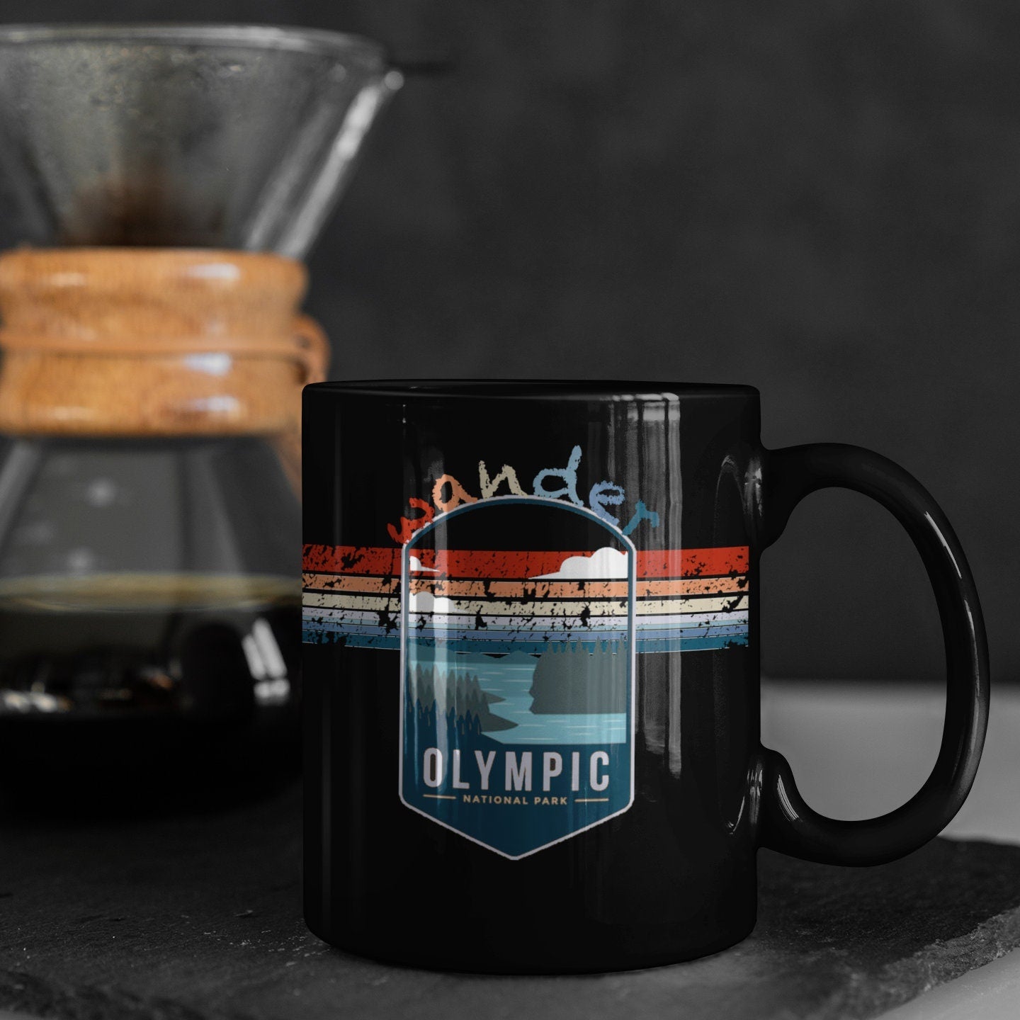 Olympic National Park Mug - Washington Black Coffee Mug 15oz - Coral and Vine Co