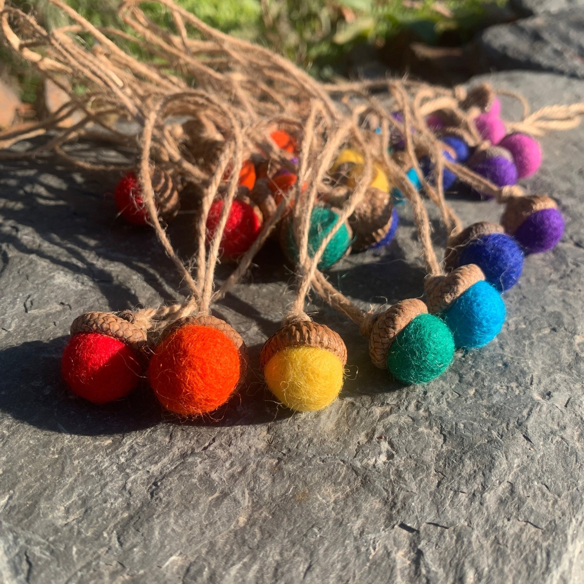 Rainbow Wool Felted Acorns - Coral and Vine Co