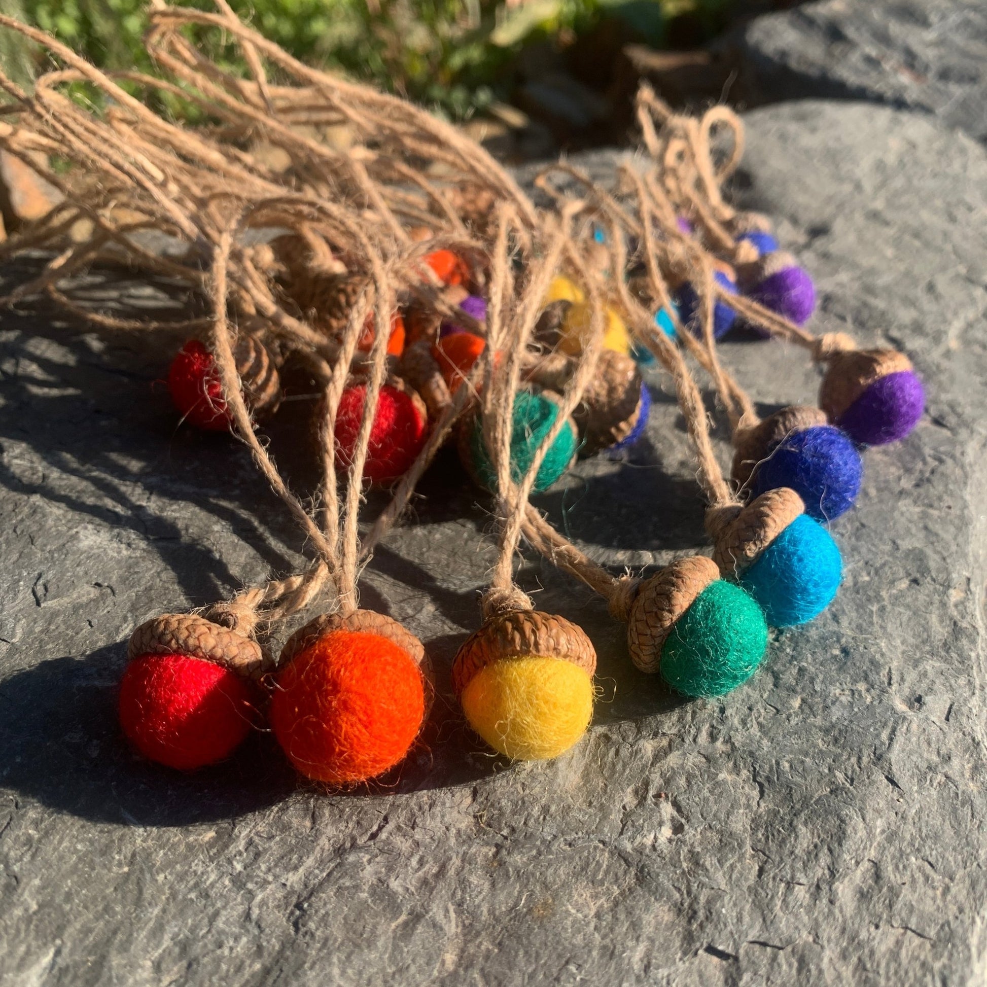 Rainbow Wool Felted Acorns - Coral and Vine Co