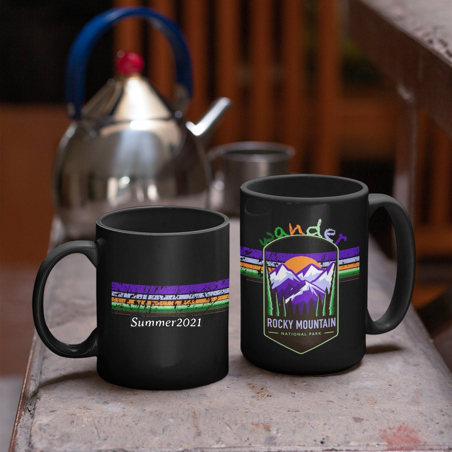 Rocky Mountain National Park Mug - Colorado Black Coffee Mug 15oz - Coral and Vine Co