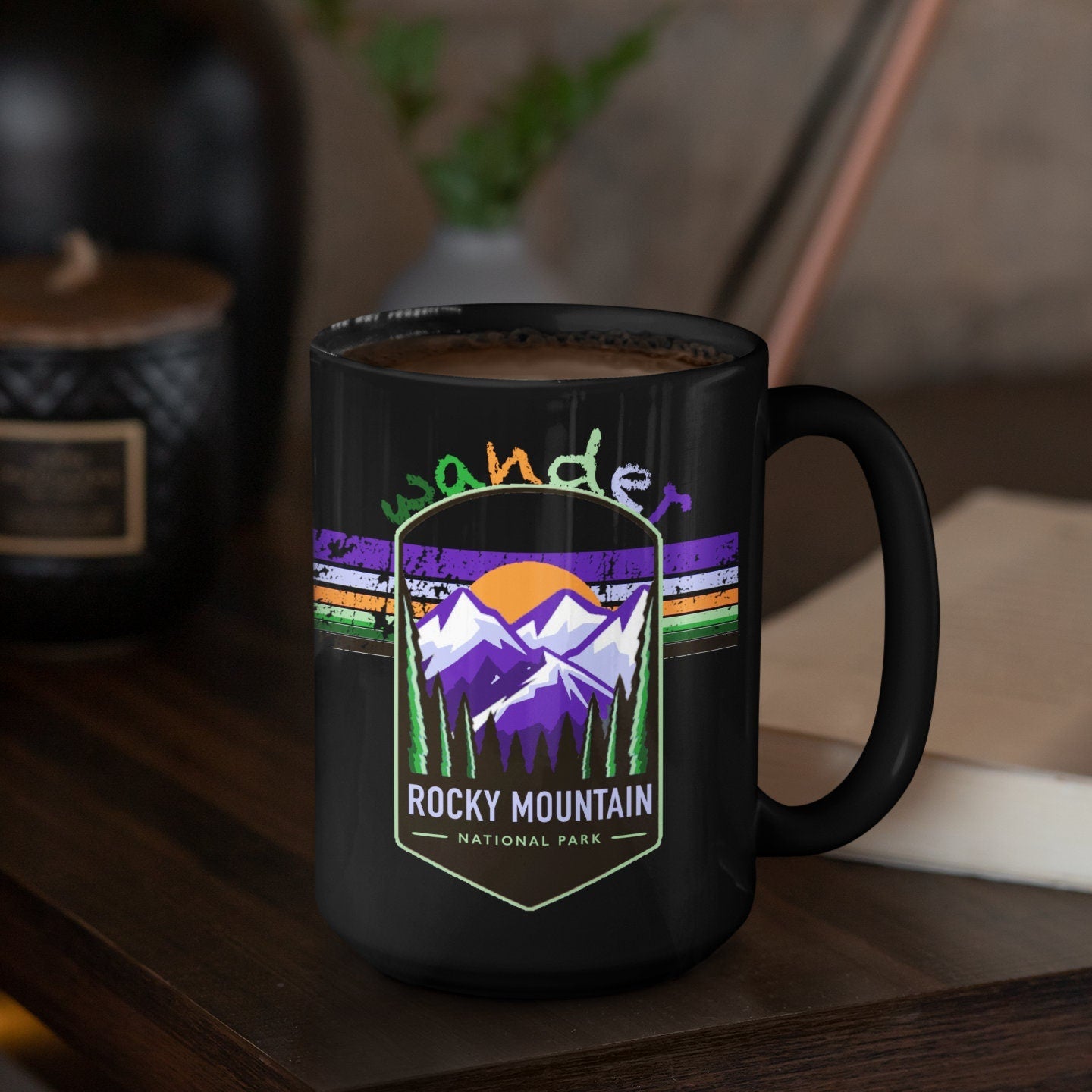 Rocky Mountain National Park Mug - Colorado Black Coffee Mug 15oz - Coral and Vine Co