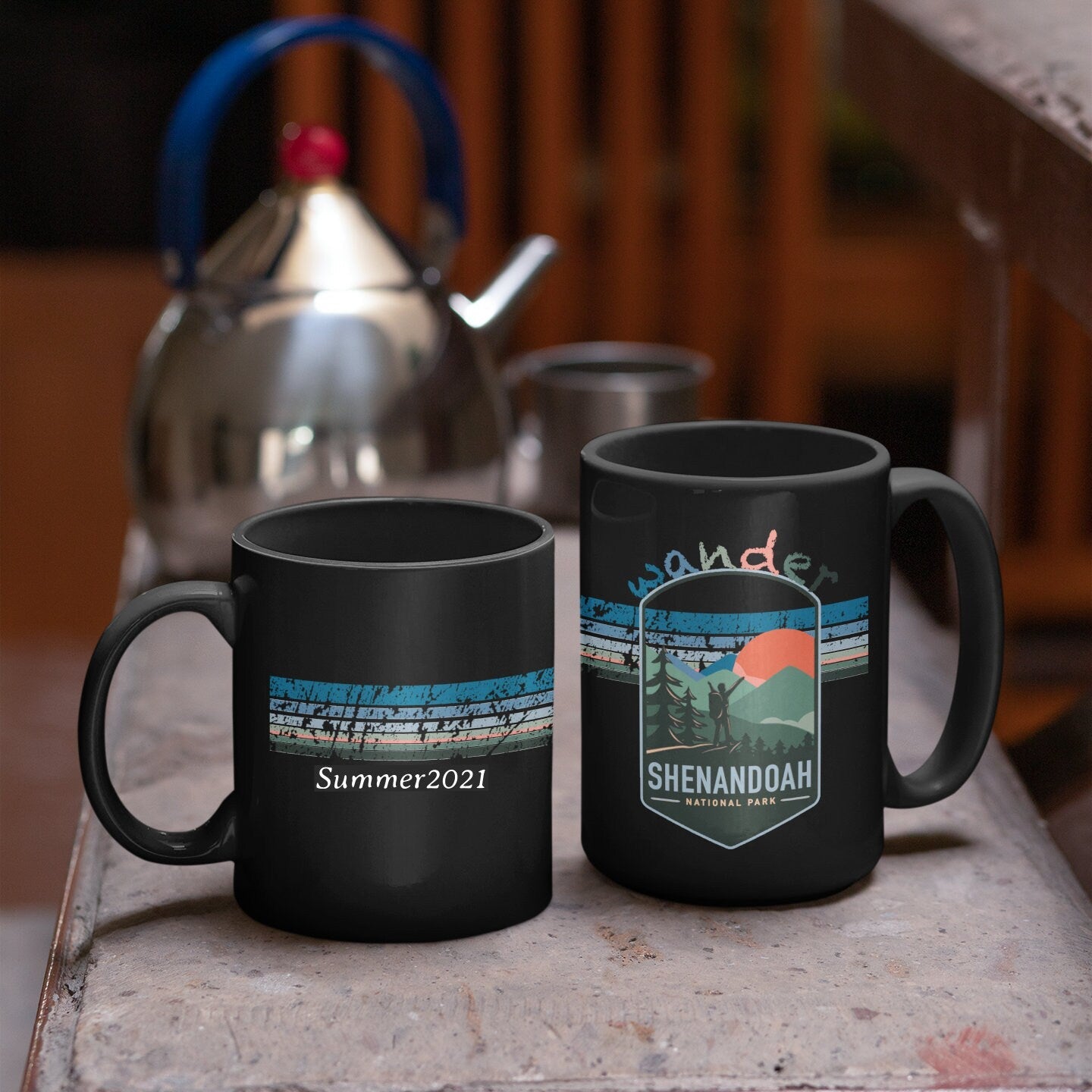 Shenandoah National Park Mug - Virginia Black Coffee Mug 15oz - Coral and Vine Co
