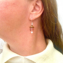 Load image into Gallery viewer, Silver Bumble Bee Earrings with Green Aventurine Acorns - Coral and Vine Co
