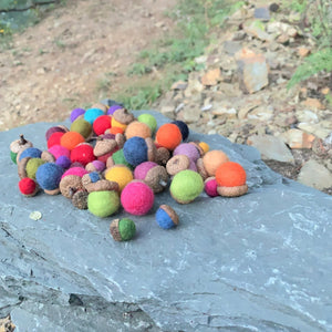 Wool Acorns with Felt Leaves. Fall Decor. Autumn Decor. Woodland Rustic Decorations. Thanksgiving Centerpiece. Small Gift. Housewarming gift - Coral and Vine Co