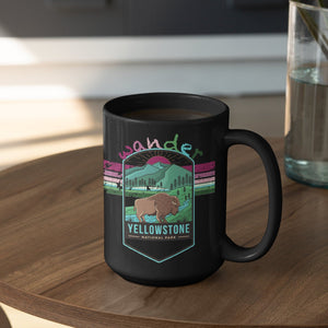 Yellowstone National Park Mug - Wyoming Black Coffee Mug 15oz, Idaho Coffee Mug, Montana Ceramic Mug - Coral and Vine Co